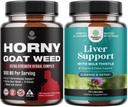 Bundle of Horny Goat Weed for Men - Extra Strength Male Supplement for Stamina & Energy and Liver Cleanse Detox & Repair - Silymarin Milk Thistle with Dandelion Root Choline Beetroot Artichoke Extract