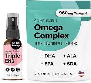 Complemento Complejo Omega &amp; Triple B12 Spray Bundle – Completa Omega Vegan-3 y B12 Suplementación para Energía y Bienestar Mejorados