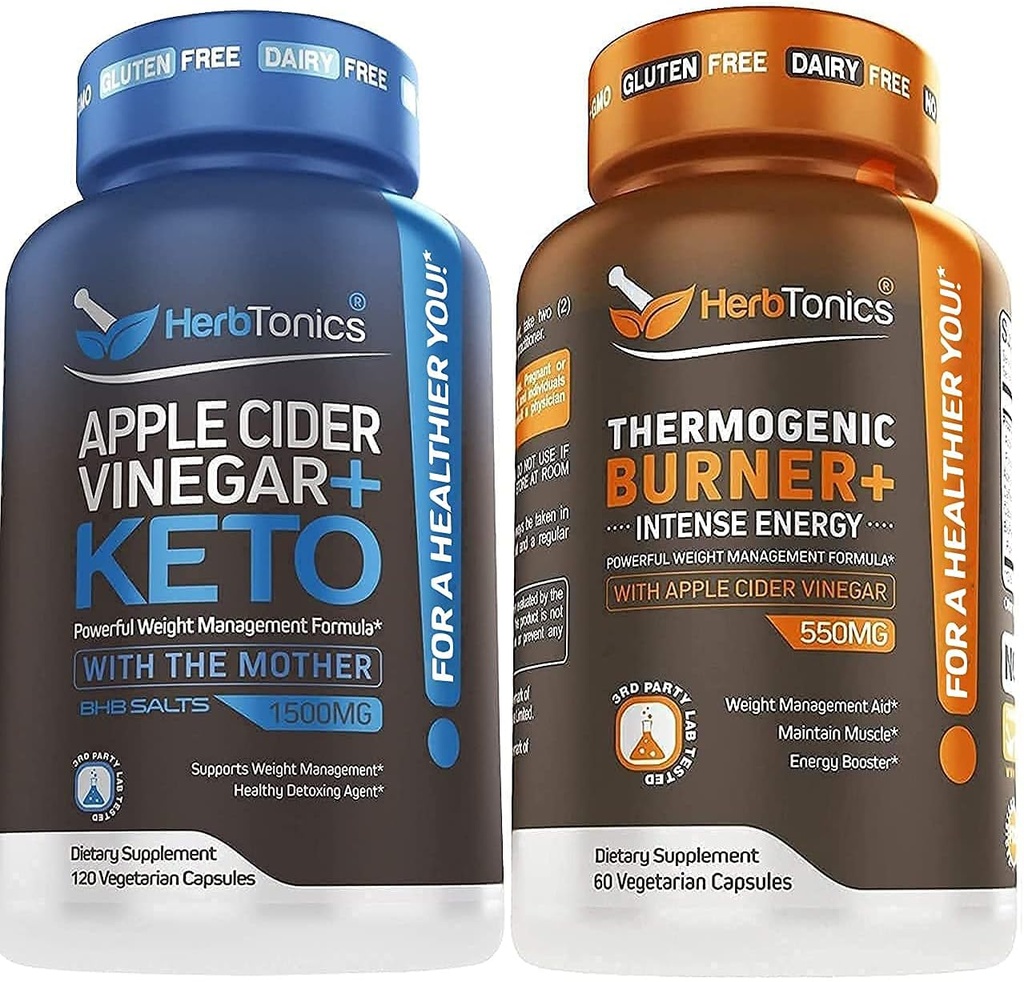 Herbtonics Apple Cider Vinegar + Keto BHB Fórmula - Digestión > Soporte de desintoxicación, Appetite Control Suplemento.