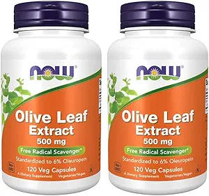Ahora Foods Olive Leaf Extracto 500mg Estándarizado a 6% Oleuropein, 120 Vcaps (2 Pack)