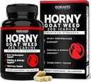 Horny Goat Weed for Hombre and Women - [20% Icariins Max Strength] - resistencia, resistencia, circulación, apoyo conjunto - Maca Root, Ginseng, Yohimbine, Tribulus, L-Arginine - USA Made - 60 Conde