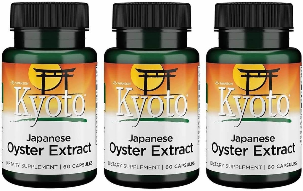 Swanson Kioto Japonés Oyster Extract - Natural Supplement Promoting Drive & Wellness for Men ' Women - (500 Milligrams 60 Capsules) (3 Pack)