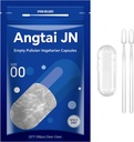 Empty Capsules Tamaño 00 - Clear Fillable Vegetarian Capsules(100 Cuenta) Tamaño 00 Empty Pullulan Capsules con dos cucharas de laboratorio,- Veggie Capsules Empty Caps for DIY Your Own Supplements