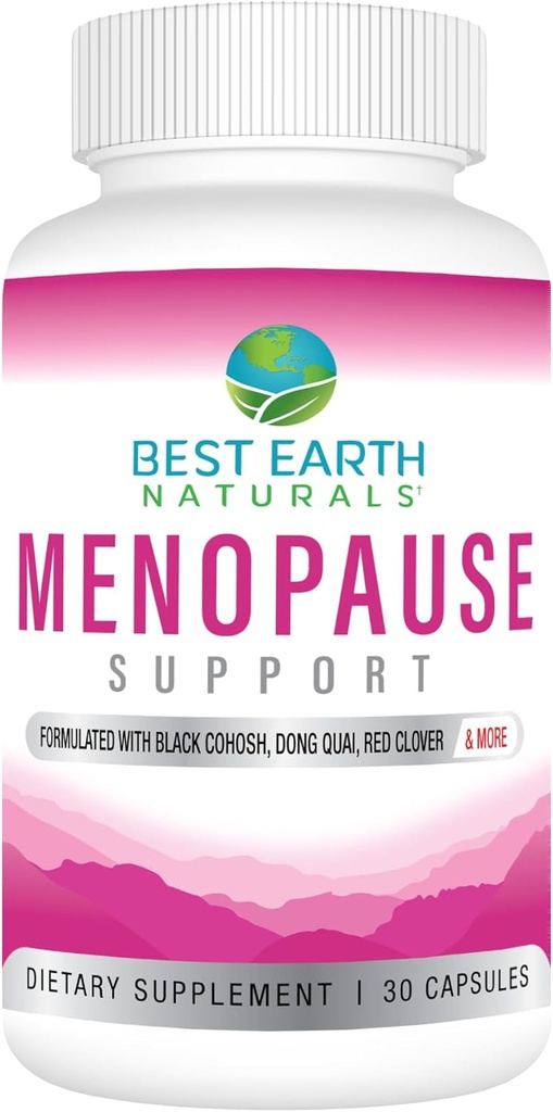 Best Earth Naturals Menopause Support for Hot Flashes, Mood Swings, Night Sweats, Healthy Hormone Levels and More. Hecho con Cohosh Negro, Chasteberry &amp; Más