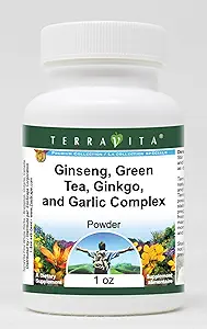 Ginseng, Té Verde, Ginkgo y Ajo Complejo Polvo (1 oz, ZIN: 517068)
