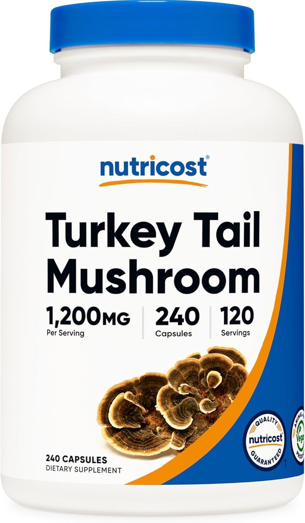 Nutricost Turquía Tail Mushroom Capsules 1200mg, 120 Servings (240 Capsules) - Gluten Free, Non-GMO, y Vegetarian Friendly