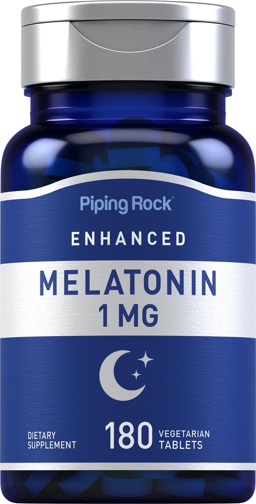 Piping Rock Melatonin 1 mg | 180 Tablets | Supplement for Adults | Vegetarian, Gluten Free, Non-GMO