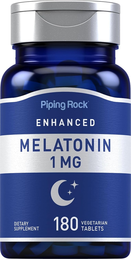 Piping Rock Melatonin 1 mg  180 Tablets ← Suplemento para adultos  Vegetarian, Gluten Free, Non-GMO