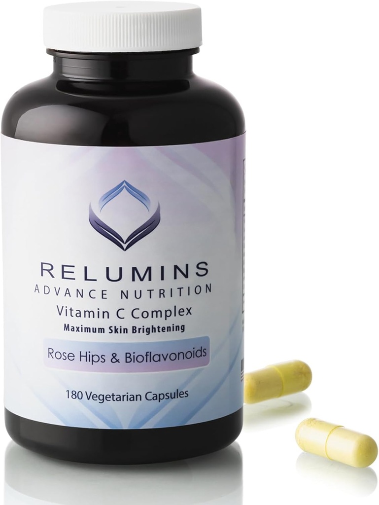 Reluminas Advanced Vitamin C Suplemento con Rose HIPS – 1000 mg de vitamina C, Immune Support " Collagen Production, Made in USA - 180 Capsules (90-Day Supply)