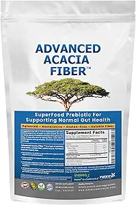 Organic Acacia Fiber Powder Prebiotic Soluble Fiber Powder Perfect Bathroom Trips, Digestion, IBS Relief, Leaky Gut Repair 24oz w/Scooper