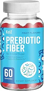 KelZ suplemento de fibra prebiótica Gummies, sabores frutales, 60 cuenta (Pack of 1)