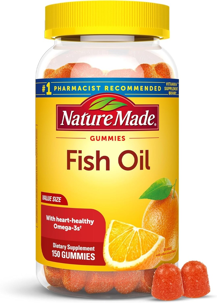 Nature Made Fish Oil Omega 3 Gummies, Omega 3 Fish Oil Suplementos, Healthy Heart Support, 150 Gummies, 75 Day Supply