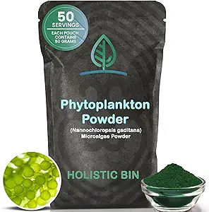 Holistic Bin Marine Phytoplankton Powder – Sustentablemente cultivado en Nordic Green Water Farm – Nutrient-Dense Omega-3 Superfood – Rich in Amino Acids, Chlorophyll, Vitamins & Trace Minerals – 50 Grams