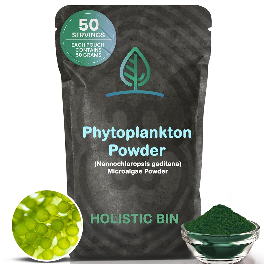 Holistic Bin Marine Phytoplankton Powder – Sustentablemente cultivado en Nordic Green Water Farm – Nutrient-Dense Omega-3 Superfood – Rich in Amino Acids, Chlorophyll, Vitamins & Trace Minerals – 50 Grams