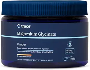 Trace Minerals Magnesium Glycinate 120mg - Drink Mix for Healthy Digestion & Muscles - Immune System Support Powder - Magnesium Supplement to Aid Healthy Sleep - Orange Dream, 180g (60 Servings)