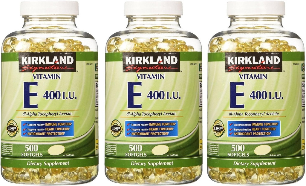 Kirkland Signature, Vitamin E 400 IU 500 Softgels fvKDn (Pack of 3)