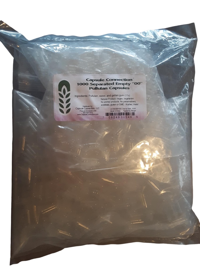 Capsule Connection Separated Empty Pullulan Capsules, 00" Tamaño, Vegan & Vegetariano (1000)