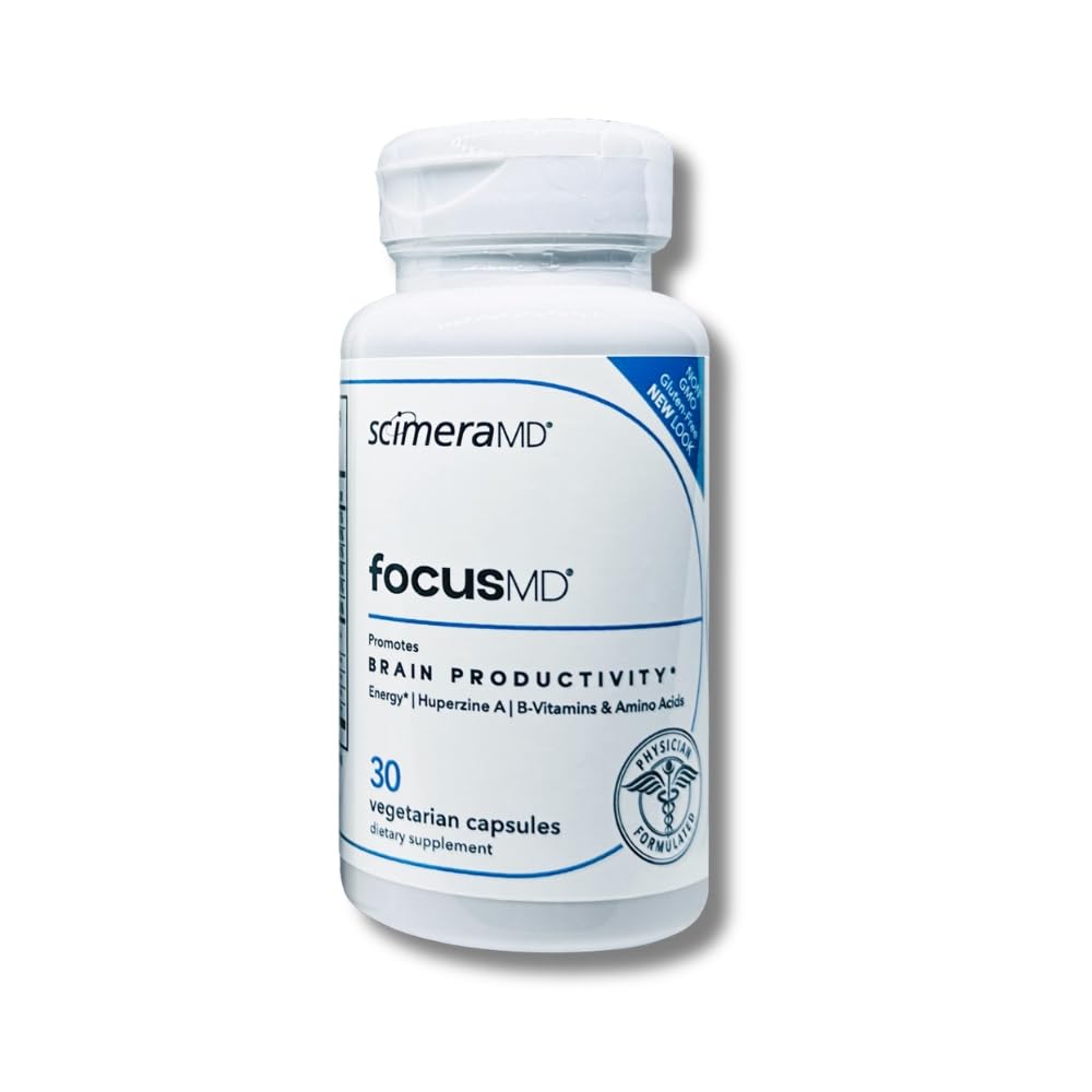 Suplemento cerebral ScimeraMD® FocusMD con café orgánico nootrópico, huperzina A para la memoria, el foco y la energía, 30 TC