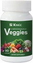 Veggies -Suplemento alimenticio completo con verduras superalimentarias para mujeres, hombres y niños-90 cápsulas vegetales con vitaminas altas y minerales. (Veggies 1 Pack)