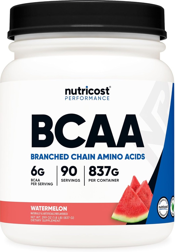 Nutricost BCAA Powder (Watermelon, 90 Serv) - Optimal 2:1:1 ratio