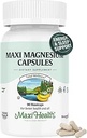 Maxi Health Magnesium Capsules - Producción de energía - Muscle & Nerve Health - Soporte de bonificación - Suplemento de magnesio del óxido de magnesio, magnesio Glycinate Chelate y Citrato de magnesio - 90 Conde de Maxi Health