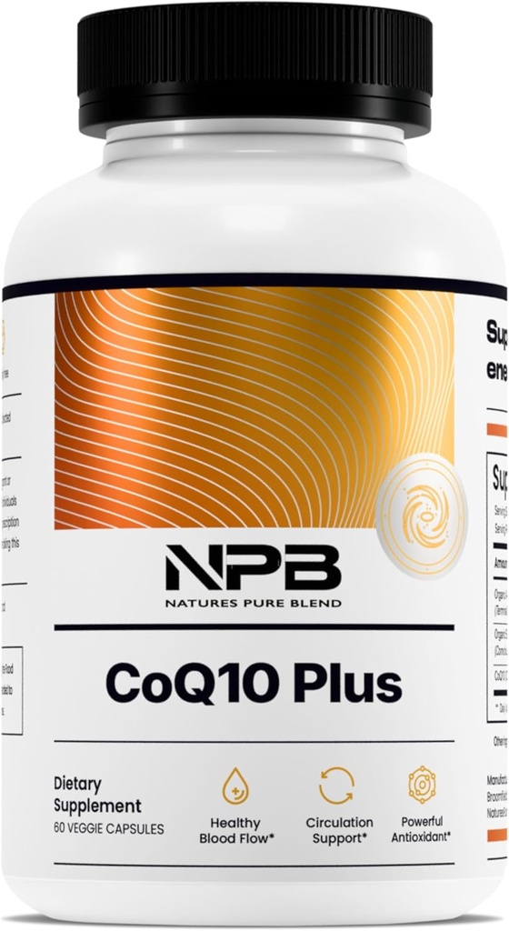 CoQ10 Plus – Fórmula Antioxidante con Arjuna & Shankhpushpi – CoQ10 Ubiquinol para Circulación, Flujo de Sangre &amp; Energía – Coenzima Q10 Suplemento para Sistema Inmunitario – 60 cápsulas