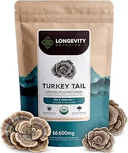 Orgánica Turquía Tail Mushroom Powder Suplemento 100g ← Pure Fruiting Body 10:1 High Strength Extract TEN 50% Beta-D Glucans TEN 16,600mg Raw Equivalent Por Serving ANTE Immune, Gut & Microbiome Support
