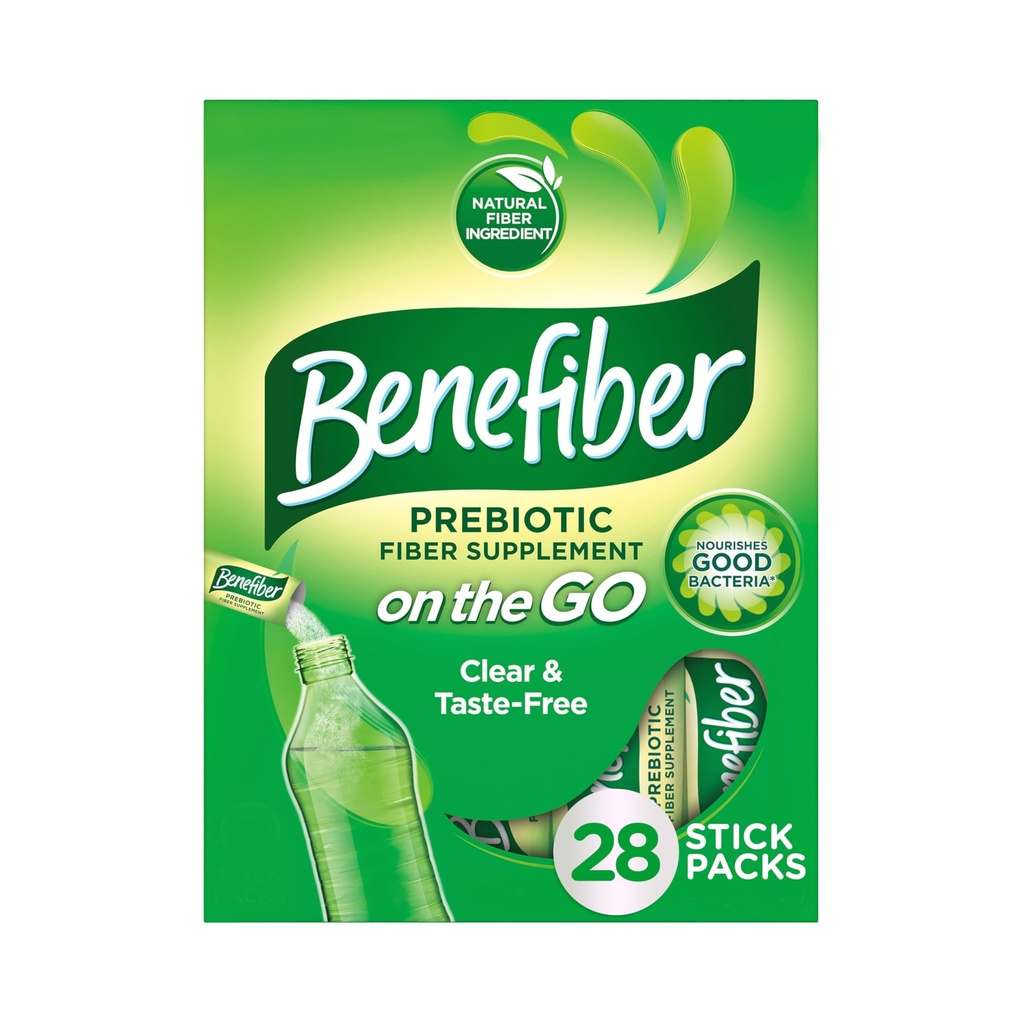 Benefiber On The Go Prebiotic Fiber Supplement Powder for Digestive Health, Daily Fiber Powder, Unflavored Powder Stick Packs - 28 Sticks (3.92 Ounces)