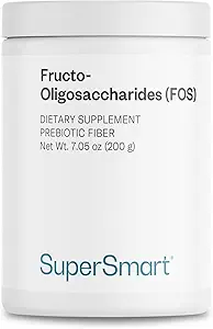 Supersmart - Fructo Oligosaccharides Powder (Prebióticos FOS) - Oligofructose Inulin - Suplemento de fibra - Intestinal Flora " Gut Health - Digestive Support ← Non-GMO " Gluten Free - 200 g