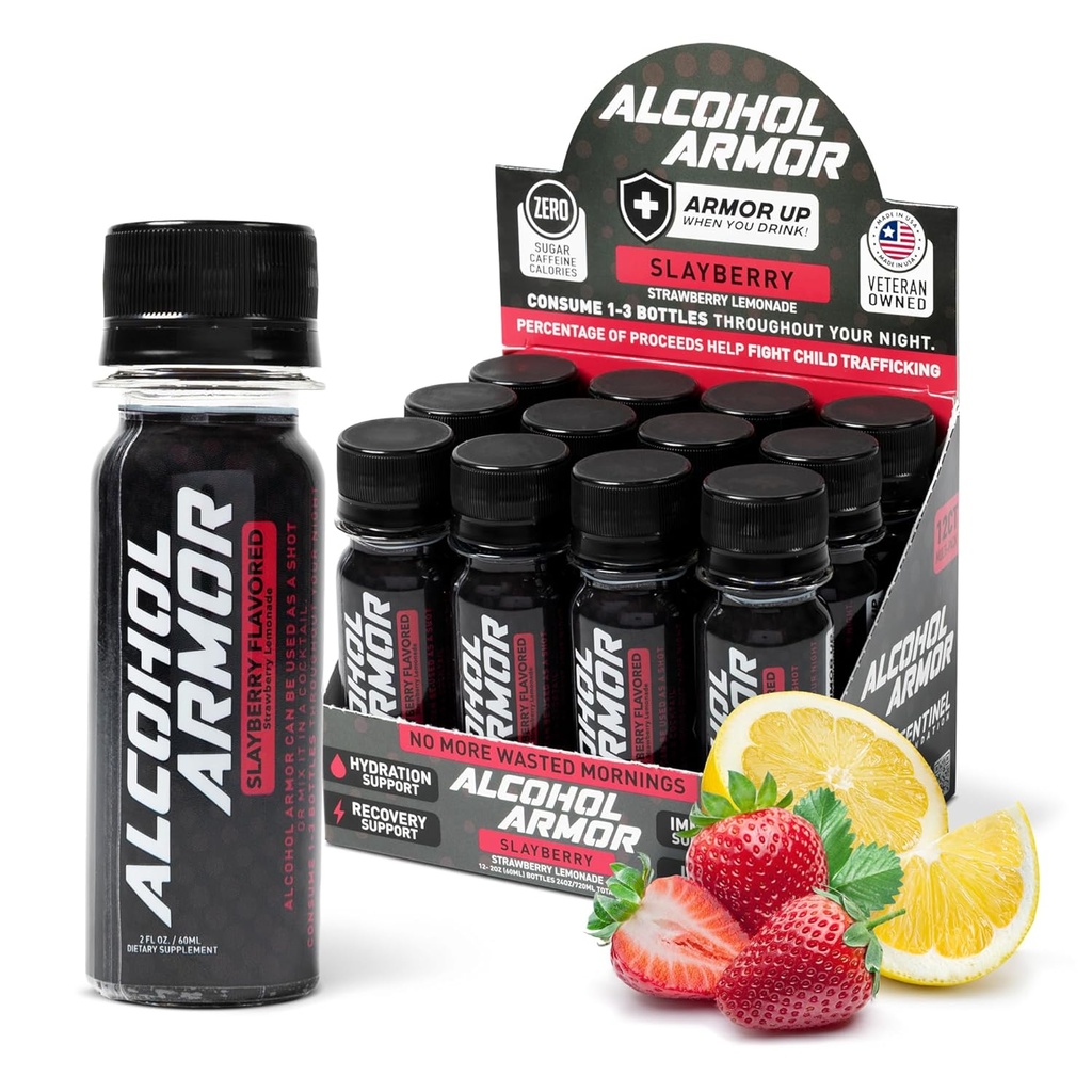 Slay Berry Elixir - Soporte de hidratación, vitaminas esenciales y electrolitos, vitamina B12, cardo de leche - 12 Pack