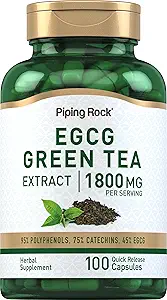 Piping Rock EGCG Green Tea Extract 1800 mg  100 Capsules  Suplemento estandarizado