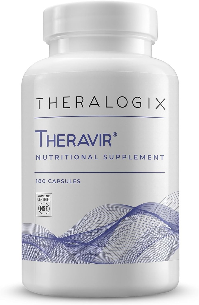 Theralogix Theravir Immune Support Supplement - 90-Day Supply - Immune Support Supplement for Women &amp; Men - Incluye Vitamina D3, Vitamina C, Zinc, Quercetina & Melatonina - NSF certificada - 180 cápsulas