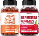 ADK Gummies Vitamina D3 K2 (60 Gummies) Sugar Vitamina Gratuita D3 K2 - Suplemento con D & K - 10 Vegan Suplemento - Berberine Gummies with Ceylon Cinnamon for Adult - Non GMO &amp; Made in USA