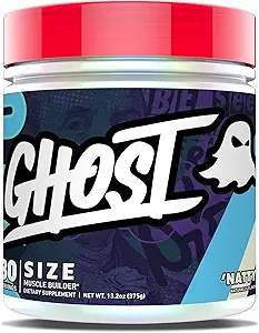 GHOST Size Muscle Builder Dietary Supplement - Natty, 30 Servings - Muscle Growth and Strength Building Supplements for Men & Mujer - Creatine, Betaine & Beta-Alanine - Free of Sugar & Gluten, Vegan