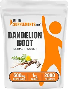 BulkSupplements.com Dandelion Root Extract Powder - Dandelion Root Supplement, Herbal Supplement - Vegan & Gluten Free, 500mg por Serving, 250g (8.8 oz) (Pack of 1)