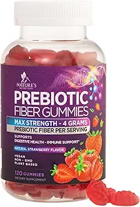 Gummies de fibra para adultos, Suplemento diario 4g de fibra de Gummy, Prebiótico Gummy Digestive Health Support - Fibra Soluble con base vegetal, Prebióticos soporta la regularidad y la digestión Non-GMO - 120 Gummies