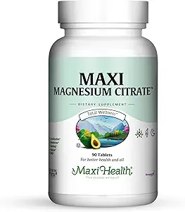 Maxi Health Maxi Magnesium Citrate Suplemento, 90 Cuenta (MCT)