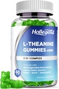 L-Theanine Gummies, l'theanine 400mg con Ashwagandha, GABA, 5HTP,L-Theanine Chewable Suplemento para Relax, Zzz & Focus Support, Vegan, Lemon Flavor, 60 Condes