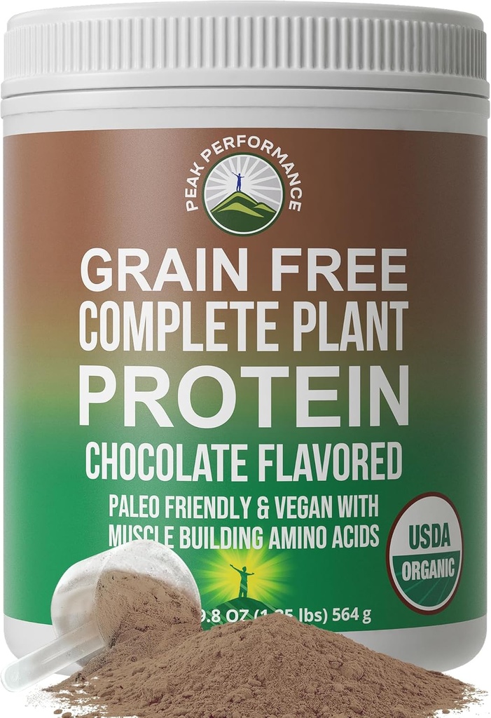 Paleo orgánico Grain Free Plant Based Raw Vegan Protein Powder. Increíble Perfil de Aminoácidos y menos de 1g de azúcar. con cáñamo y Pea Protein Chocolate Flavored