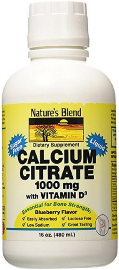 Citrato de calcio de la naturaleza con D3 Blueberry Flavored Liquid 16 oz Cada uno (Pack of 2)