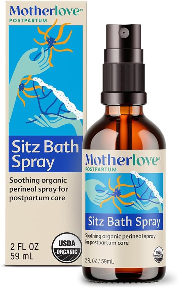 Motherlove Sitz Bath Spray (2 oz) Sitz Bath for Postpartum Care—Herbal Perineal Spray w/Witch Hazel—USDA Organic, Vegan, " Cruelty Free