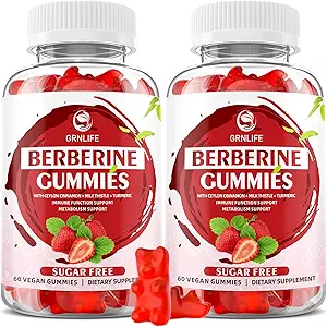 Berberine Gummies con Ceylon Cinnamon 1500mg High Potency Berberine HCL Suplemento para Immune y Metabolism Support, Sugar Free, Strawberry Flavor - 120 Conde