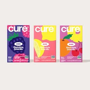 Cure Hydration - Kids Electrolyte Drink Mix ← Rehydration Powder Fórmido Pediátrica Fórmula Fórmulada No Añadido Sugar, Non-GMO, Gluten-Free TEN Pink Lemonade, Mixed Berry, Fruit Punch - Bundle