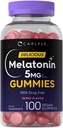 Carlyle Melatonin 5mg Gummies Silencio 100 Conde Silencio Berry Flavor  100% Drug Free ← Non-GMO, Gluten Free Supplement
