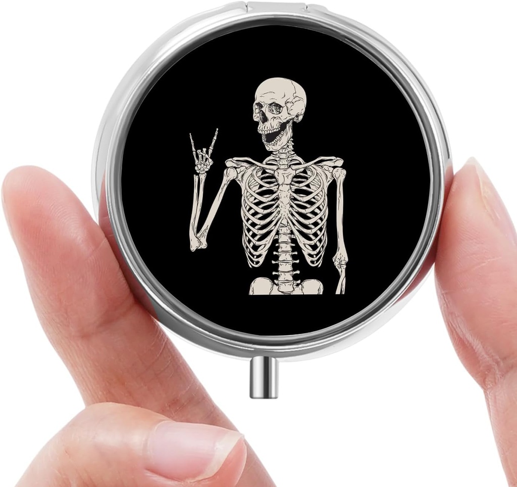 Mini Caja de Píldora, Caja de Píldora Pequeña, Caja de Píldora Portátil, Cute Pill Organizer for Vitamins, Medications, Fish Oil and Supplements (Skull)