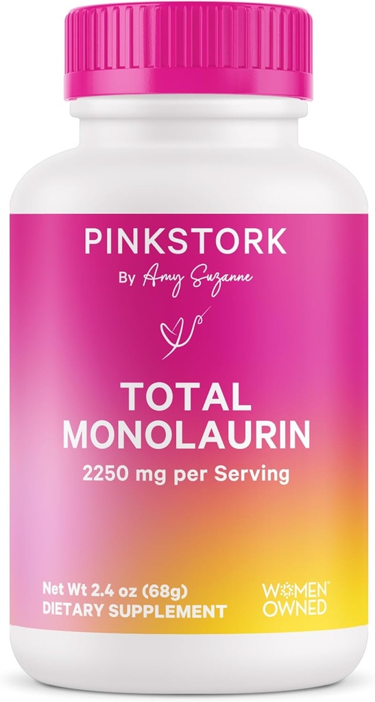 Pink Stork Monolaurin Pellets – Vegan Lauric Acid Immune & Gut Support for Women – Microbial Balance, Digestive Wellness – Odorless, Scoopable Monolaurin Supplement – 226g – 75 Servings