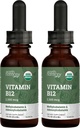 USDA Vitamina Orgánica B12 2000mcg Sublingual Liquid Supplement (2-Pack) - Vegan Methylcobalamin Drops for Natural Energy, Maintain Metabolism, and Immune System Support - 1 Fl Oz