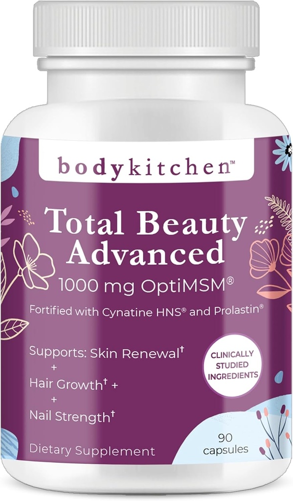 Corporal Cocina Total Belleza Avanzada, Contiene Elastina, Keratina, Biotina y Ácido Hialurónico, Apoya el Crecimiento del Pelo, Renovación de la Piel, Fuerza de uñas, Veggie Caps, 90 Cuenta