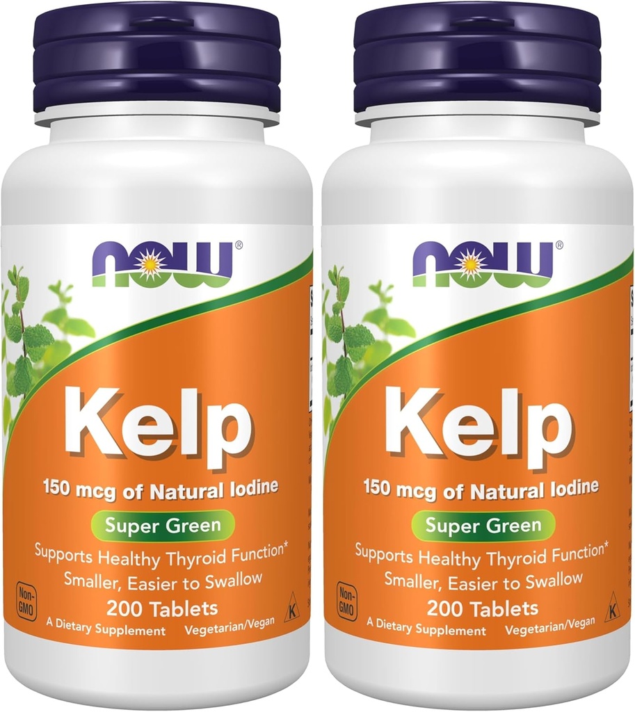 AHORA Suplementos, Kelp 150 mcg de Iodo Natural, Easier to Swallow Tablet, Super Verde, 200 Tablets (Pack of 2)