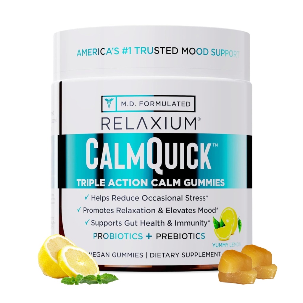 Relaxium Calm Gummy, desarrollado en EE.UU., con vitamina B6, Magnesio y L-Theanine, One Gummy por Serving, 60 Gummies